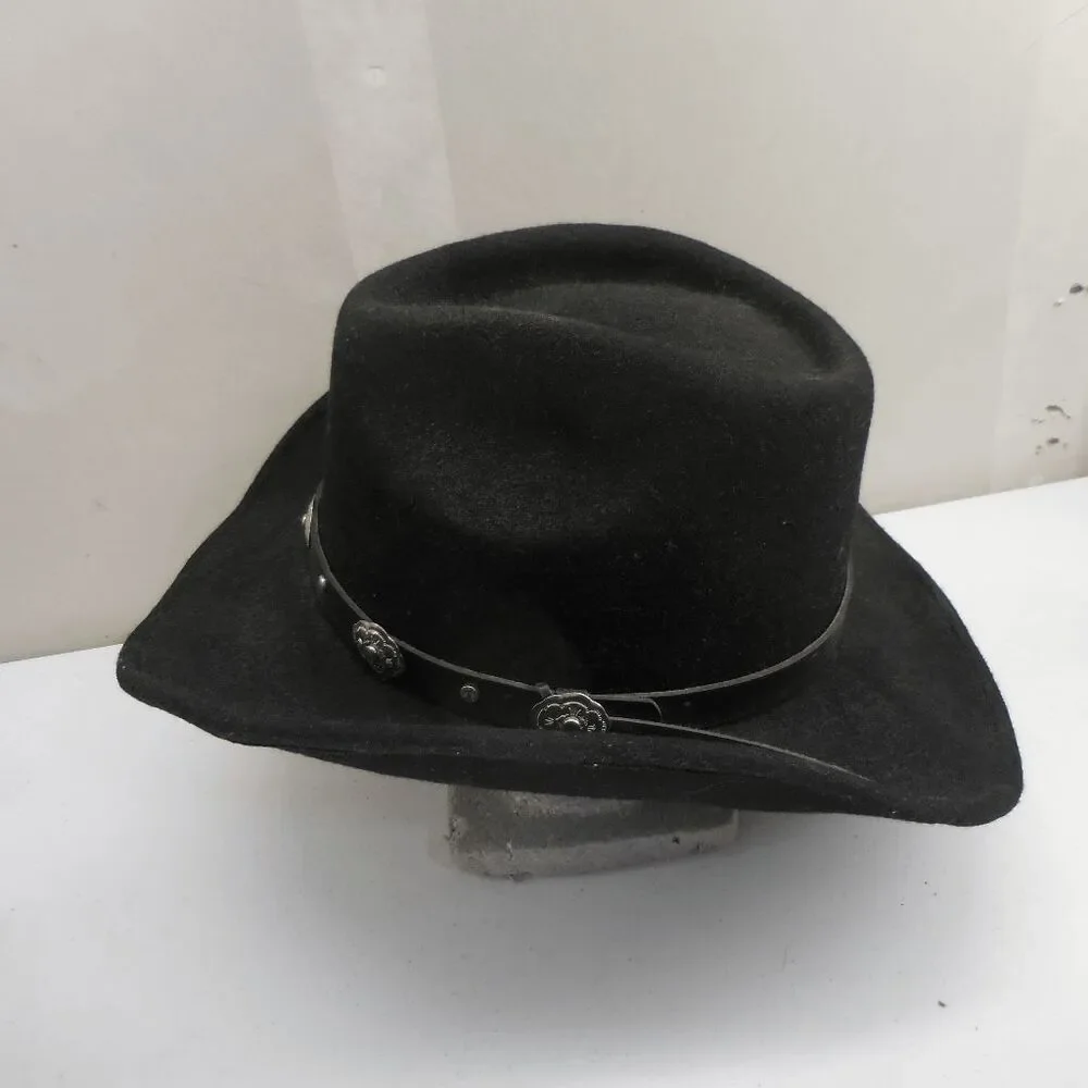 Mens Turner Hat Company 100% Wool Cheyenne Black Western Cowboy Hat 7 1/4-7 3/8